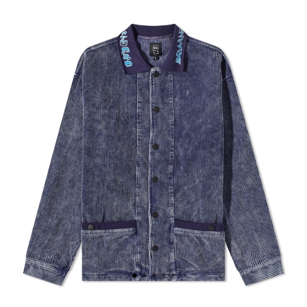 NWT! BRAIN DEAD Bleqched Cord Cabana Shirt - button up jacket NAVY blue -‎ LARGE